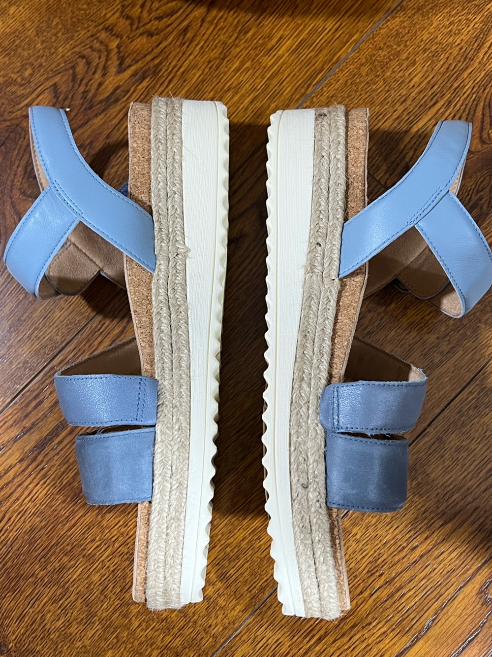 NWOB $130 Brioso Blue Leather Espadrille Platform Sandals Size 10 - Picture 3 of 8